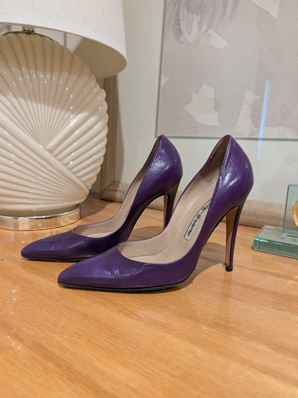 Manolo Blahnik Purple Pointed Toe Stiletto Pumps